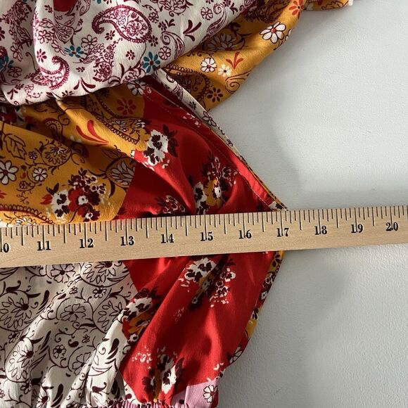 Mlle Gabrielle Maxi Dress Womens M Patchwork Hi-Low Off the Shoulder Ruffle New - Picture 7 of 11